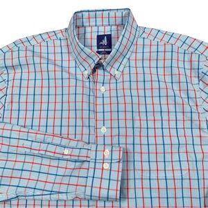 Johnnie-O Hangin’ Out Plaid Button Down Shirt Mens Large Blue Red